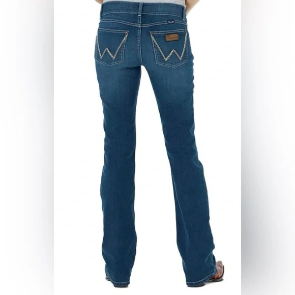 WRANGLER BOOT CUT DENIM JEANS MATERNITY RETRO MID RISE PANTS COWGIRL BABY SIZE 7 - Picture 2 of 9